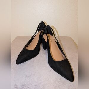 Torrid black faux suede pointed-toe slingback Heel